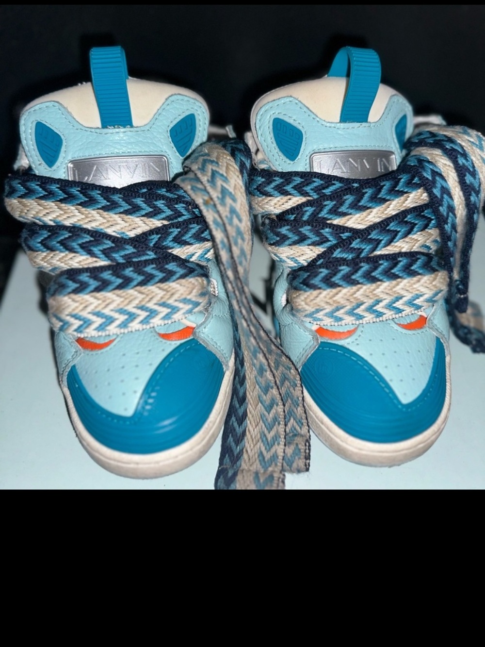 Lanvin Kids Blue Multi-Accent Leather Sneakers